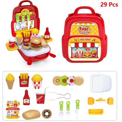 Educational Toys Children Simulation Pretend Play House Toys Kit Backpack(Fast Food) - Pretend Play Toys by buy2fix | Online Shopping UK | buy2fix