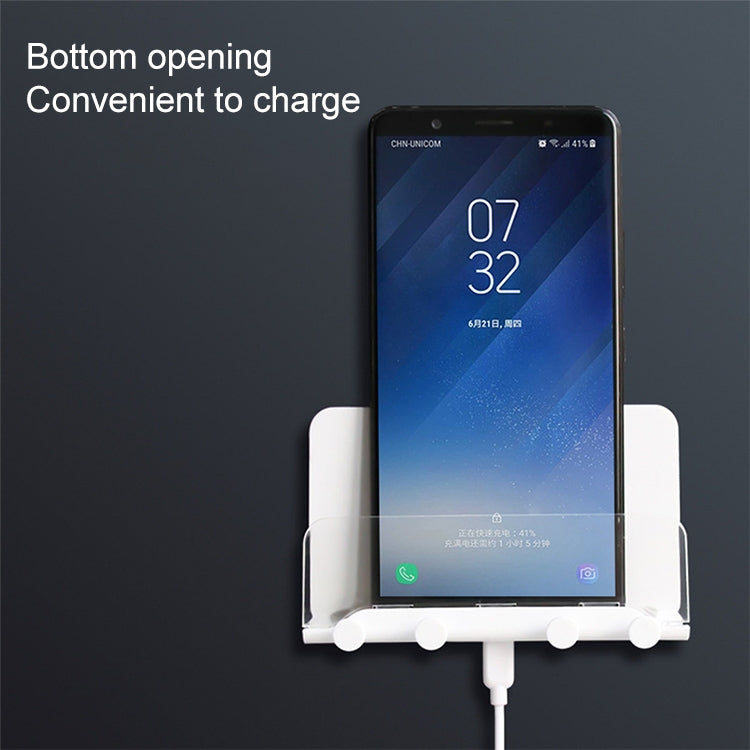 Free Punching Wall Phone Holder Wall-Mounted Charging Base Bracket(White) - Hand-Sticking Bracket by buy2fix | Online Shopping UK | buy2fix