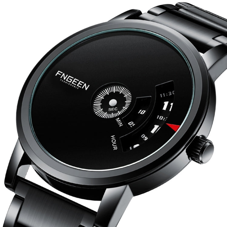 FNGEEN S230 Men Non-Pointer Quartz Watch(White Steel Black Surface) - Metal Strap Watches by FNGEEN | Online Shopping UK | buy2fix