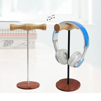 Creative Metal Rod Wooden Head-mounted Headphone Stand Display Holder, Colour: Single-sided White Metal Rod - Headset Stand by buy2fix | Online Shopping UK | buy2fix