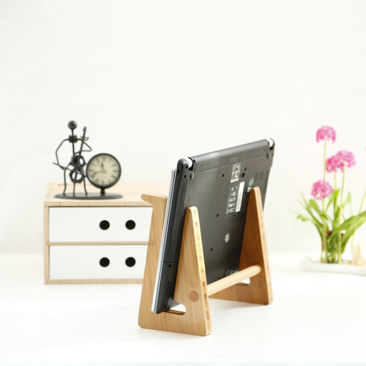 Small Bamboo Wood Computer Cooling Bracket Beech Wood Tablet Desktop Storage Rack - Computer & Networking by buy2fix | Online Shopping UK | buy2fix