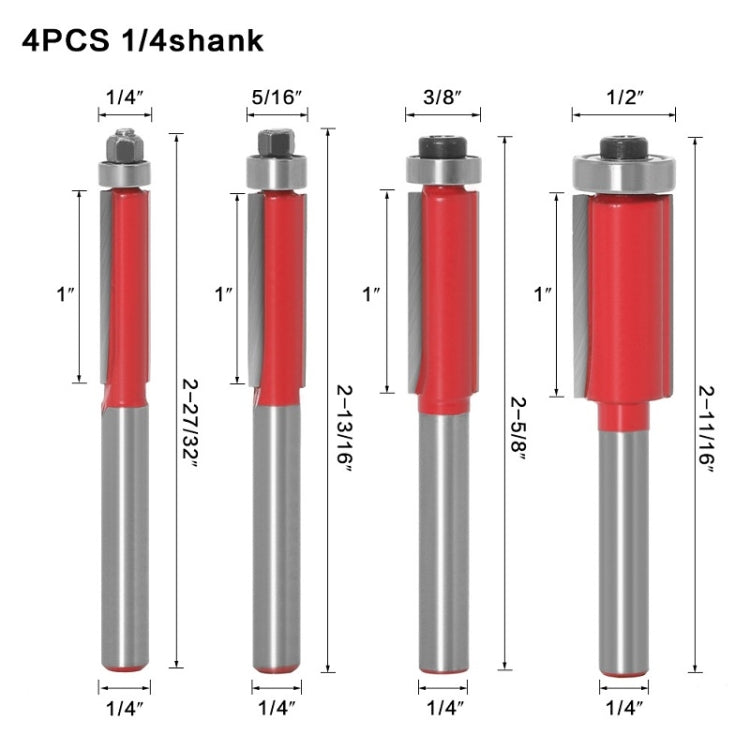 3 PCS Woodworking Engraving Milling Cutter Trimming Machine Alloy Cutter Head, Model: 1/4mm Handle 4PCS/Set - Others by buy2fix | Online Shopping UK | buy2fix