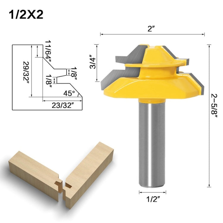 Woodworking Engraving Machine Milling Cutter 45 Degree Jointing Knife, Model: 1/2x2mm - Others by buy2fix | Online Shopping UK | buy2fix
