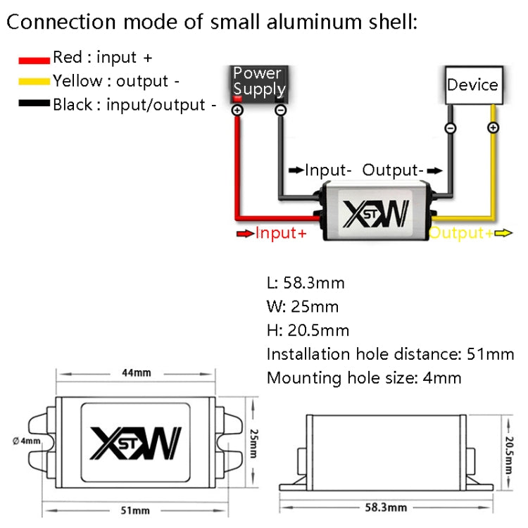 XWST DC 12/24V To 5V Converter Step-Down Vehicle Power Module, Specification: 12/24V To 5V 1A Small Aluminum Shell -  by buy2fix | Online Shopping UK | buy2fix