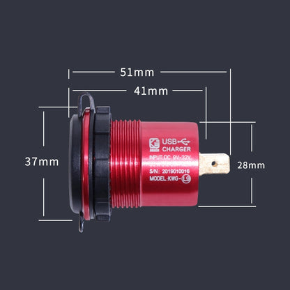 Metal Double USB Car Charger 5V 4.8A Aluminum Alloy Car Charger(Red Shell Red Light With Terminal) - In Car by buy2fix | Online Shopping UK | buy2fix