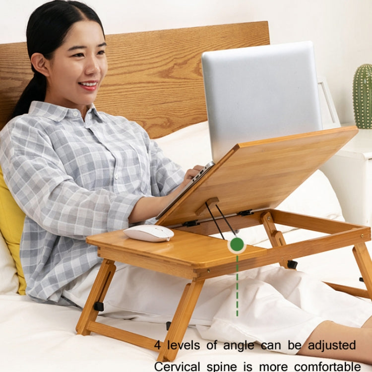 741ZDDNZ Bed Use Folding Height Adjustable Laptop Desk Dormitory Study Desk, Specification: Classic Tea Color 88cm Thick Bamboo - Computer & Networking by buy2fix | Online Shopping UK | buy2fix