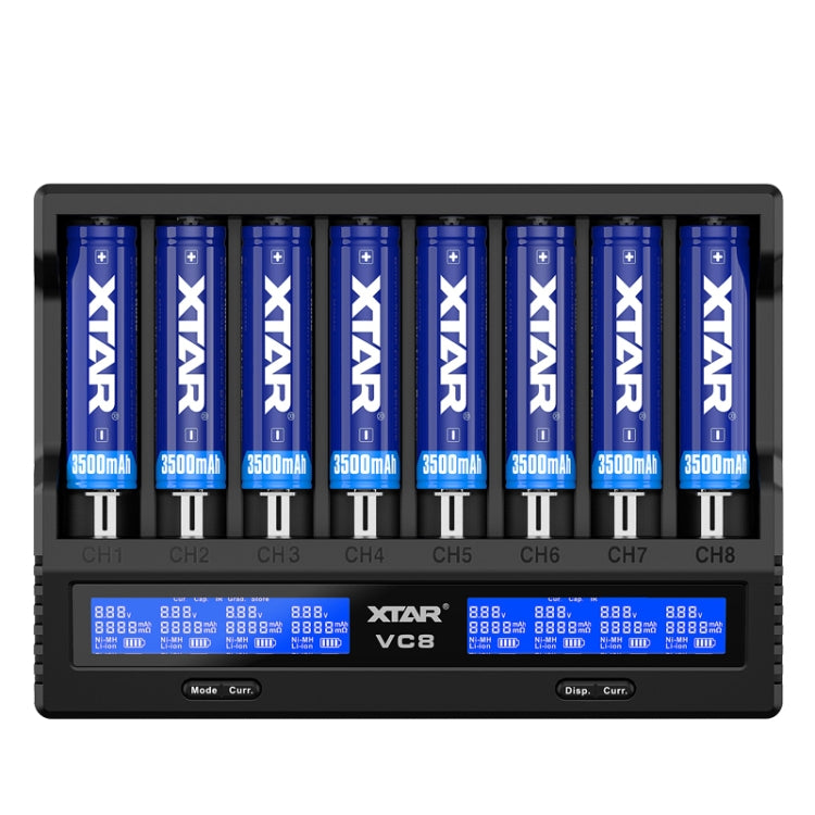 XTAR 8-Slot Battery Charger LCD Display Charger QC3.0 Type C Fast Charger for 21700 / 18650 Battery, Model: VC8 - Charger & Converter by XTAR | Online Shopping UK | buy2fix