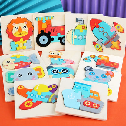 5 PCS Children Wooden Three-Dimensional Puzzle Early Education Cartoon Animal Geometric Educational Toys(Fish) - Puzzle Toys by buy2fix | Online Shopping UK | buy2fix