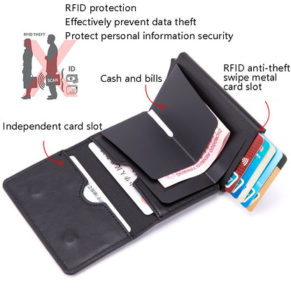 Automatic Cartridge Male Ladies Stainless Steel Credit Card Package RFID Business Card Box(Black) - Antimagnetic RFID Package by buy2fix | Online Shopping UK | buy2fix