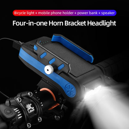 BG-2021 Bicycle Front Light 4 In 1 Mobile Phone Holder Horn Light Mountain Bike Front Light, Colour: 4000 MAH Black - Headlights by buy2fix | Online Shopping UK | buy2fix