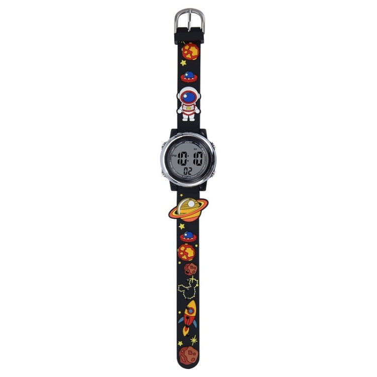 JNEW A380-86161 Children Cartoon 3D Space Planet Multifunctional Waterproof Sports LED Electronic Watch(Black) - Cartoon Watches by JNEW | Online Shopping UK | buy2fix