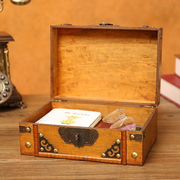 Antique Distressed Cosmetic Storage Box Dressing Table Props For Shooting Scenes，Specification： 6281-01GK02 Red + Lock - Camera Accessories by buy2fix | Online Shopping UK | buy2fix
