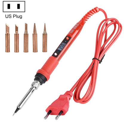 Metallic LCD Temperature Regulating Soldering Iron And Soldering Iron Tip Set Electric Soldering Iron Welding Tool(110V US Plug Bronze Head Red) - Home & Garden by buy2fix | Online Shopping UK | buy2fix