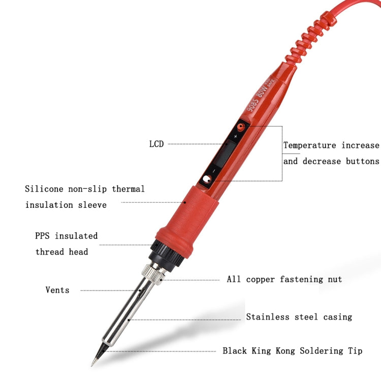 Metallic LCD Temperature Regulating Soldering Iron And Soldering Iron Tip Set Electric Soldering Iron Welding Tool(110V US Plug Bronze Head Red) - Home & Garden by buy2fix | Online Shopping UK | buy2fix