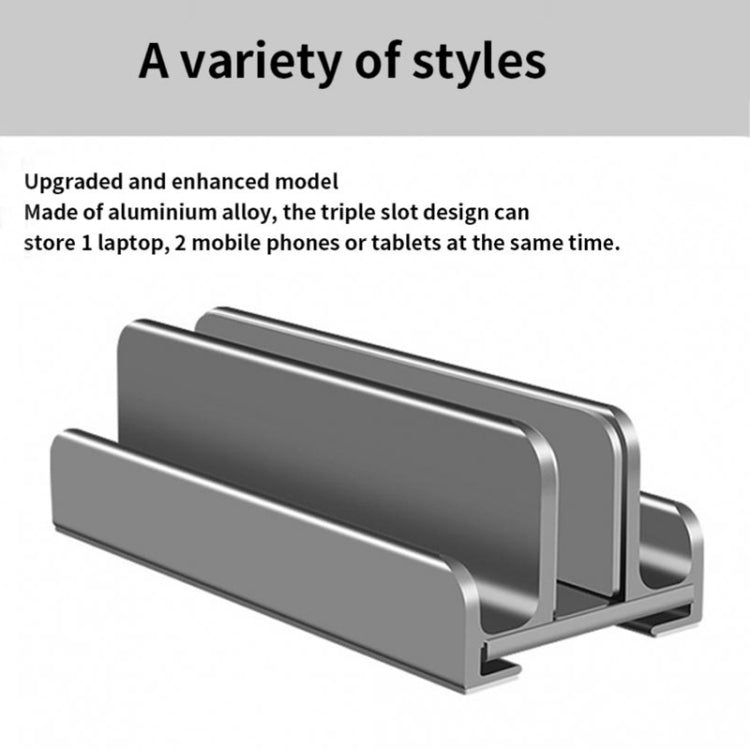 Aluminum Alloy Laptop Tablet Phone Storage Stand, Color: L402 Three Slots (Gray) - Computer & Networking by buy2fix | Online Shopping UK | buy2fix