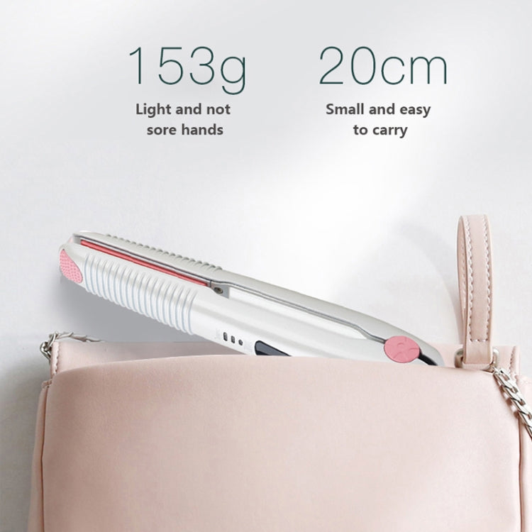 2 In 1 Electric Splint Hair Curling Wireless Hair Straightener(Pearl White) - Hair Curler by buy2fix | Online Shopping UK | buy2fix