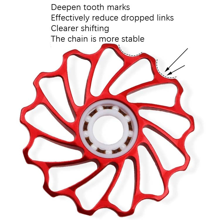 MEROCA Ceramic Bearing Mountain Bike Guide Wheel(13T Red) - Outdoor & Sports by MEROCA | Online Shopping UK | buy2fix