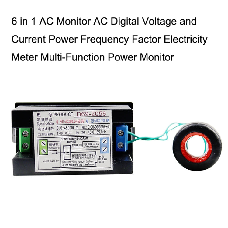 D69-2058 6 in 1 Multifunctional AC Voltage and Current Digital Display Instrument - Consumer Electronics by buy2fix | Online Shopping UK | buy2fix