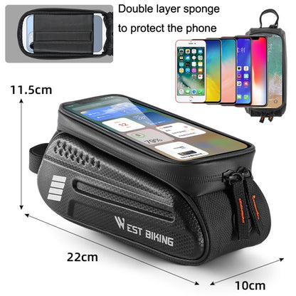 WEST BIKING Bicycle Hard Shell Front Beam Bag Mobile Phone Touch Screen Saddle Bag(Black) - Bicycle Bags by WEST BIKING | Online Shopping UK | buy2fix