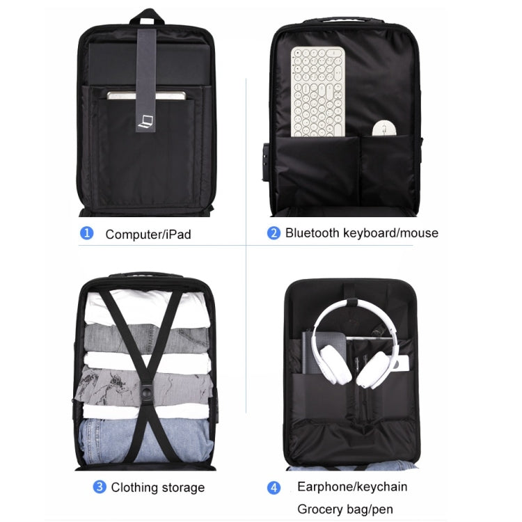 Hard Shell Backpack Alloy Frame Anti-Theft Computer Bag For Men, Color: 8003 Black - Backpack by buy2fix | Online Shopping UK | buy2fix