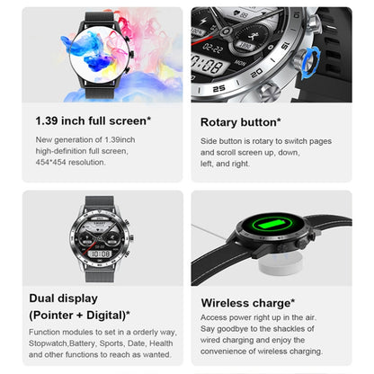LOANIY DT70 Analog Digital Dual Display Smart Call Watch(Black Silicone) - Smart Wear by LOANIY | Online Shopping UK | buy2fix