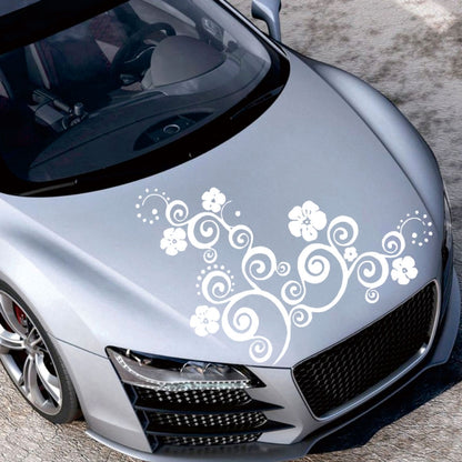 D-908 Summer Flower Totem PVC Car Hood Sticker(White) - In Car by buy2fix | Online Shopping UK | buy2fix