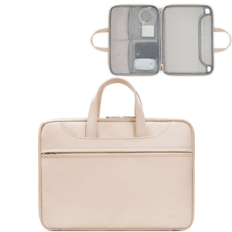 Baona BN-Q006 PU Leather Full Opening Laptop Handbag For 13/13.3 inches(Light Apricot Color) - 13.3 inch by Baona | Online Shopping UK | buy2fix