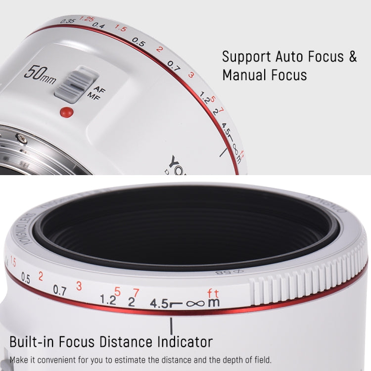 YONGNUO YN50mm F1.8 II Fixed Focus Lens Full Frame Automatic Focus For Canon SLR Camera - Auxiliary Lens by YONGNUO | Online Shopping UK | buy2fix