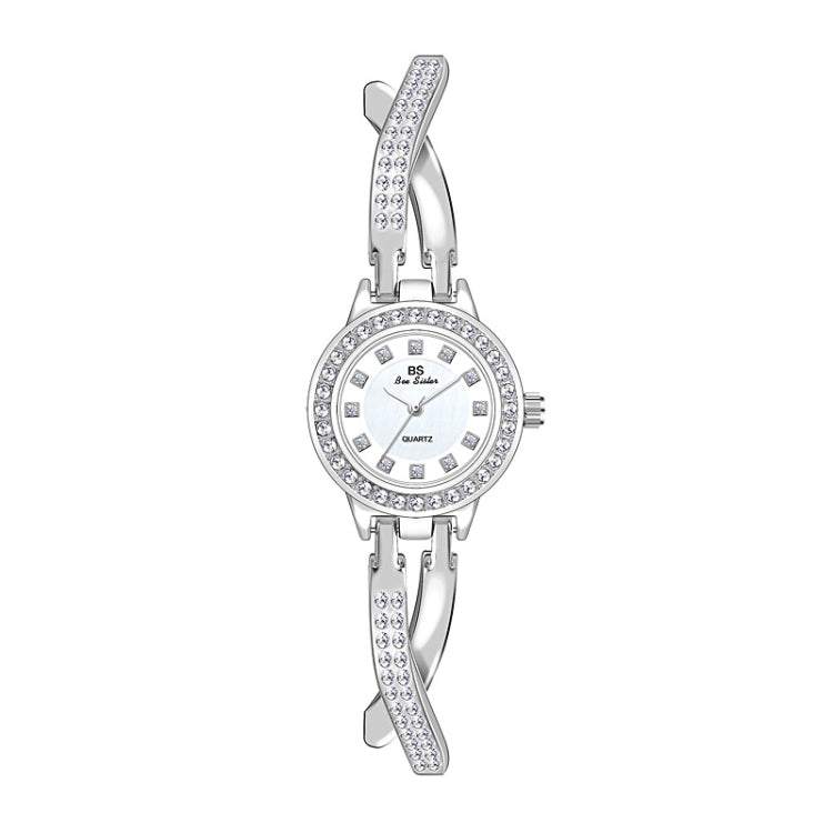 BS Bee Sister FA1531  Butterfly Cross Full Diamond Ladies Watch Bracelet Watches(Silver) - Alloy Watches by BS Bee Sister | Online Shopping UK | buy2fix