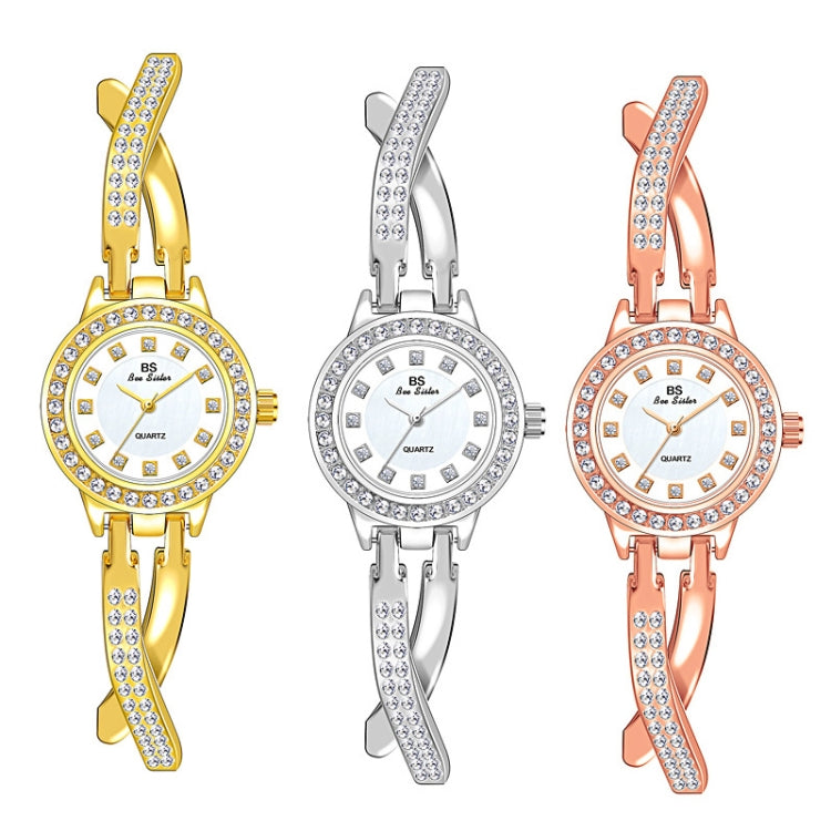 BS Bee Sister FA1531  Butterfly Cross Full Diamond Ladies Watch Bracelet Watches(Silver) - Alloy Watches by BS Bee Sister | Online Shopping UK | buy2fix