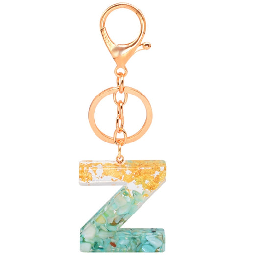 2 PCS Gold Foil Epoxy English Letter Keychain Bag Pendant(Z) - In Car by buy2fix | Online Shopping UK | buy2fix