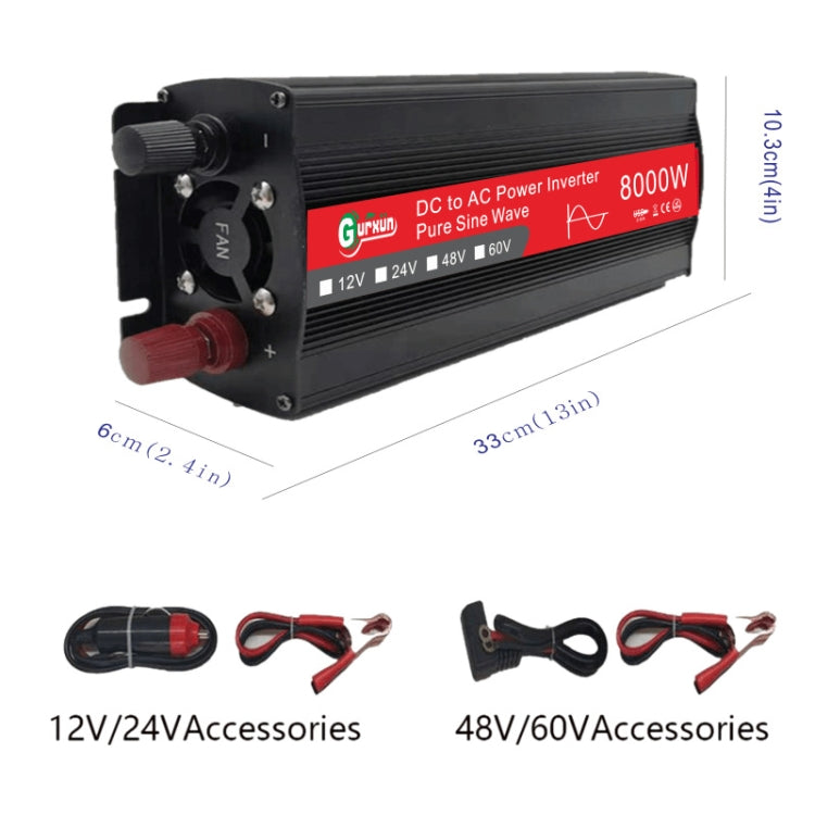 Gurxun 8000W High Power Household Car Sine Wave Inverter, Specification: 60V To 220V - In Car by Gurxun | Online Shopping UK | buy2fix