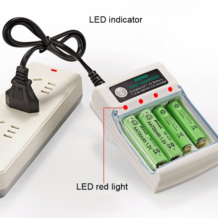 BMAX 4 Slot Independent AA/AAA Battery Charging Seat(EU Plug) - Consumer Electronics by BMAX | Online Shopping UK | buy2fix