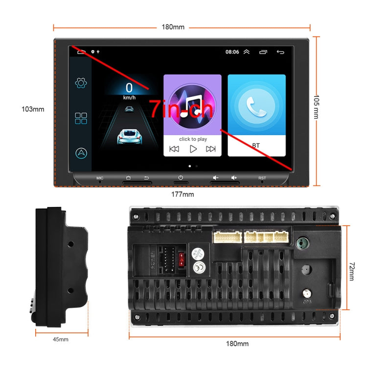 7 inch Carplay GPS Navigation Reverse Integrated Machine, Style: Standard(1+16G) - In Car by buy2fix | Online Shopping UK | buy2fix