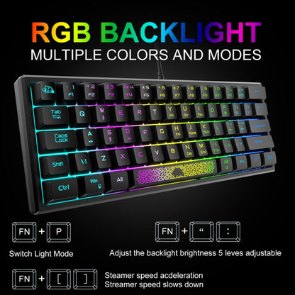 ZIYOULANG K61 62 Keys Game RGB Lighting Notebook Wired Keyboard, Cable Length: 1.5m(Black White) - Wired Keyboard by ZIYOULANG | Online Shopping UK | buy2fix