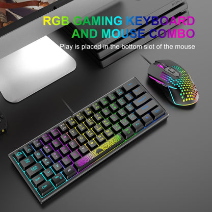 ZIYOULANG K61 62 Keys Game RGB Lighting Notebook Wired Keyboard, Cable Length: 1.5m(Black White) - Wired Keyboard by ZIYOULANG | Online Shopping UK | buy2fix