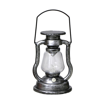 200802 Retro Solar Kerosene Lamp Shape Handheld Lamp Home Decor Flame Lamp(Silver) - With Solar Panel by buy2fix | Online Shopping UK | buy2fix