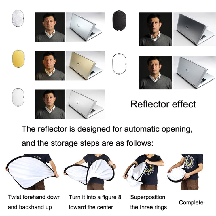 Selens  5 In 1 (Gold / Silver  / White / Black / Soft Light) Folding Reflector Board, Size: 80cm Round - Camera Accessories by Selens | Online Shopping UK | buy2fix