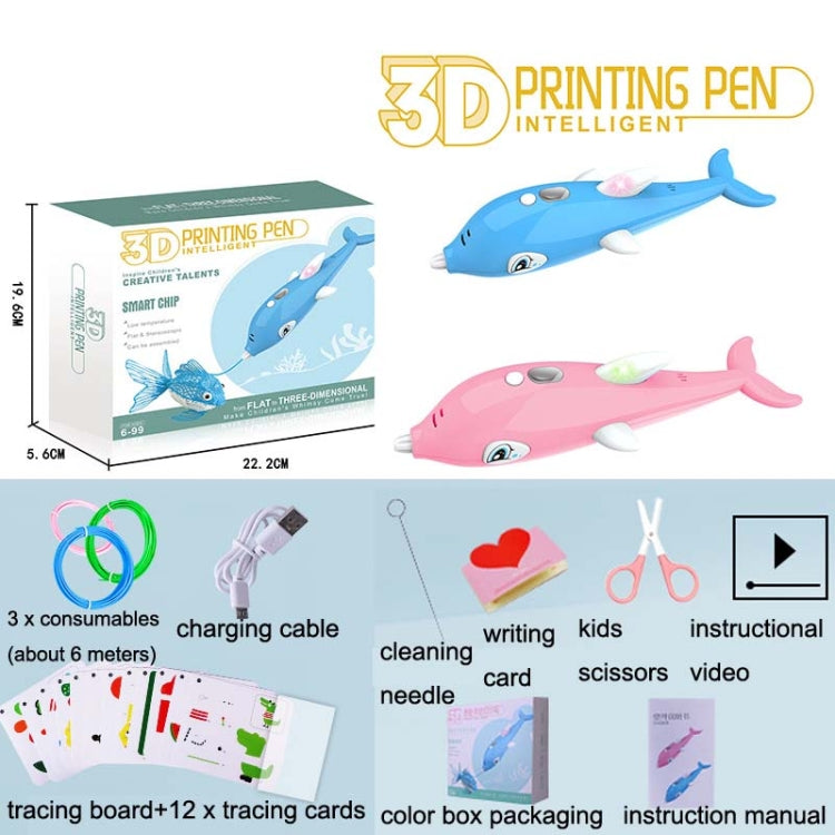 Children 3D Printing Pen Low Temperature Intelligent Screen Display Voice Drawing Pen, Style:, Color: 3 Colors (Blue) - Consumer Electronics by buy2fix | Online Shopping UK | buy2fix