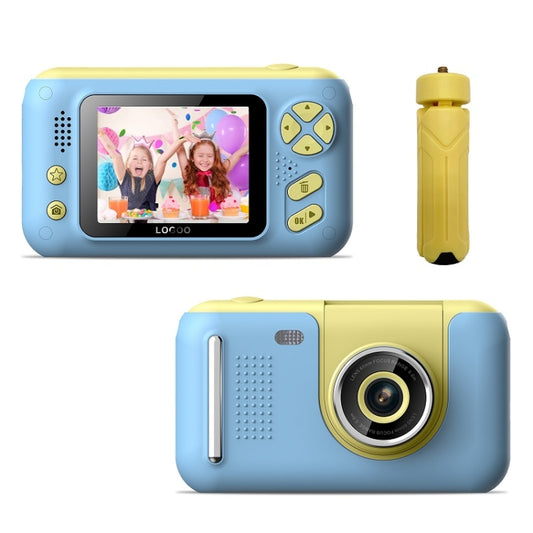 2.4 Inch Children HD Reversible Photo SLR Camera, Color: Yellow Blue With Bracket - Consumer Electronics by buy2fix | Online Shopping UK | buy2fix