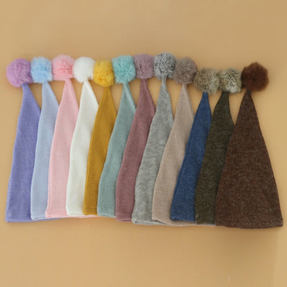 Newborn Photography Clothing Baby Photography Fur Ball Knitted Long Tail Hat(Taro Color) - Camera Accessories by buy2fix | Online Shopping UK | buy2fix