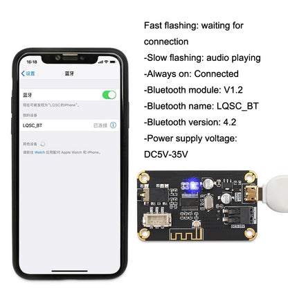 AS1711BT MP3 Bluetooth4.2  Decoding Board DIY Speaker Power Amplifier Board Non-destructive Vehicle Audio Receiver Module - Consumer Electronics by buy2fix | Online Shopping UK | buy2fix