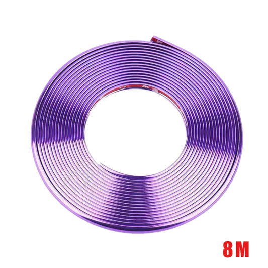 W12 8m/roll Car Universal Reflective Wheel Electroplating Decorative Strip(Purple) - In Car by buy2fix | Online Shopping UK | buy2fix