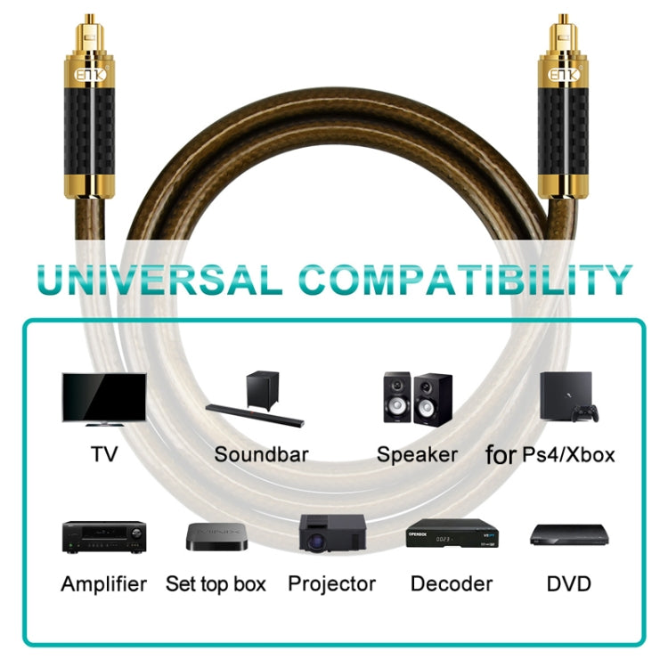 EMK GM/A8.0 Digital Optical Fiber Audio Cable Amplifier Audio Gold Plated Fever Line, Length: 1.5m(Transparent Coffee) - Audio Optical Cables by EMK | Online Shopping UK | buy2fix