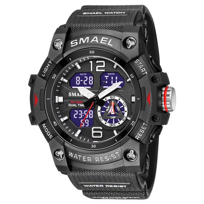 SMAEL 8007 Outdoor Sports Waterproof Dual Display Electronic Quartz Watch(Black) - Sport Watches by SMAEL | Online Shopping UK | buy2fix