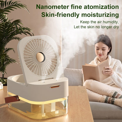 USB Plug 2.5L Dual Spray Humidifying Fan with Ambient Light Aroma Diffuser(Green) - Air Purifiers & Parts by buy2fix | Online Shopping UK | buy2fix
