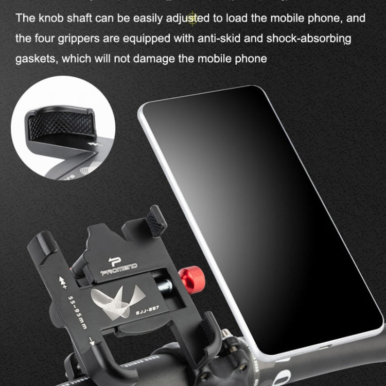 PROMEND SJJ-297 Aluminum Alloy Rotation Adjustable Bicycle Mobile Phone Bracket(Black) -  by buy2fix | Online Shopping UK | buy2fix