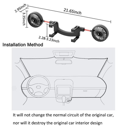 Car Universal Rearview Mirror USB Double Head Electric Fan, Size: 5 inch 24V - Heating & Fans by buy2fix | Online Shopping UK | buy2fix