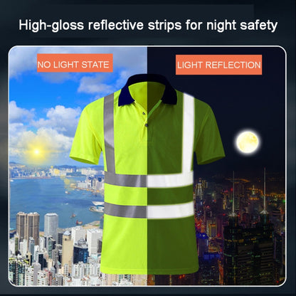 Reflective Quick-drying T-shirt Lapel Short-sleeved Safety Work Shirt, Size: XXXL(Orange Red) - Workplace Safety Supplies by buy2fix | Online Shopping UK | buy2fix