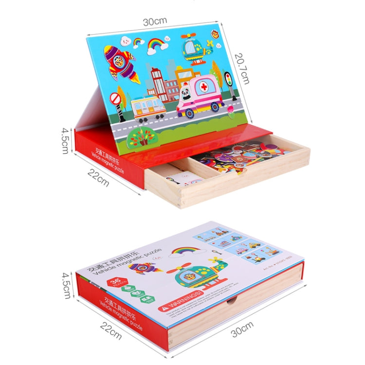 Drawer Type Double-sided Drawing Board Puzzle Magnetic Cartoon Dress Up Wooden Toys(Marine Life) - Early Education Toys by buy2fix | Online Shopping UK | buy2fix